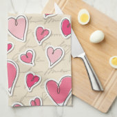 Linge De Cuisine Motif des coeurs (Quart Plié)