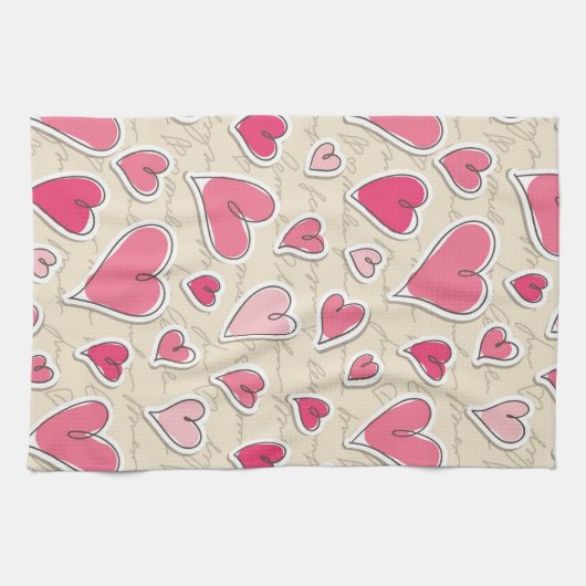 Linge De Cuisine Motif des coeurs (Horizontal)