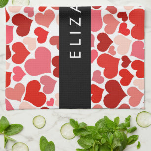 Linge De Cuisine Motif Des Coeurs, Coeurs Rouges, Amour, Votre Nom