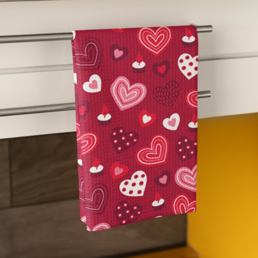 Linge De Cuisine Motif des coeurs de la Saint-Valentin rouge