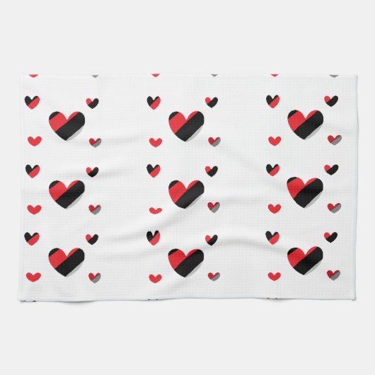 Linge De Cuisine motif des coeurs joyeux (Horizontal)
