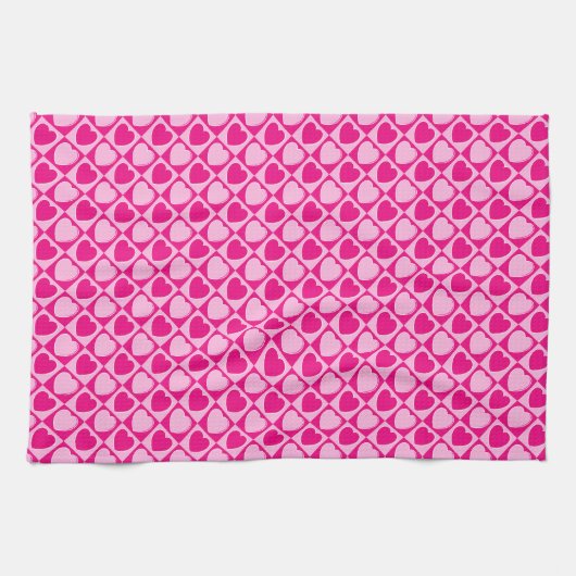 Linge De Cuisine Motif des coeurs roses (Horizontal)