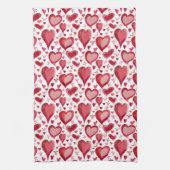 Linge De Cuisine Motif des Coeurs Roses rouges Dessin Saint Valenti (Vertical)