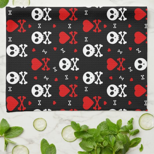 Linge De Cuisine Motif des crânes d'effroi (Plié)