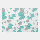 Linge De Cuisine Motif Des Eléphants Bleus, Eléphants Mignons, Étoi (Horizontal)