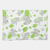 Linge De Cuisine Motif Des Eléphants, Eléphants Mignons - Grey Vert (Horizontal)