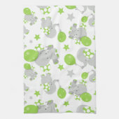 Linge De Cuisine Motif Des Eléphants, Eléphants Mignons - Grey Vert (Vertical)