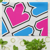 Linge De Cuisine Motif des flèches bleues et roses (Plié)