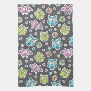 Linge De Cuisine motif des hiboux de bande dessinée