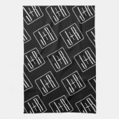Linge De Cuisine Motif des initiales Mariages modernes | Noir & Bla (Vertical)