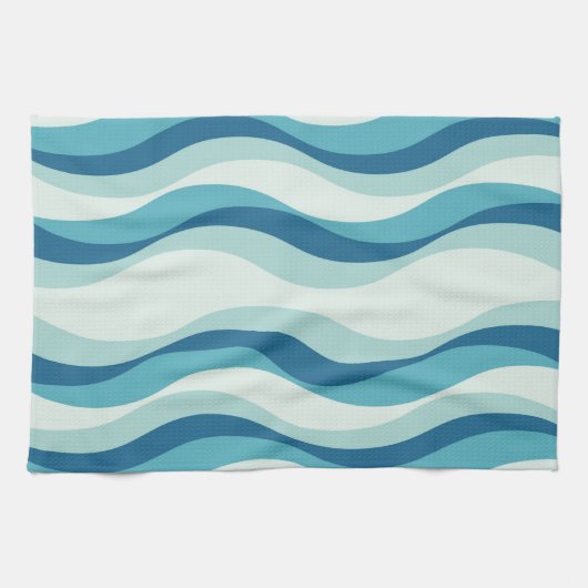Linge De Cuisine Motif des nuances de bleu des vagues (Horizontal)