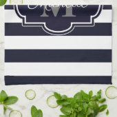 Linge De Cuisine Motif des rayures de la marine bleue (Plié)