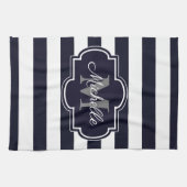 Linge De Cuisine Motif des rayures de la marine bleue (Horizontal)