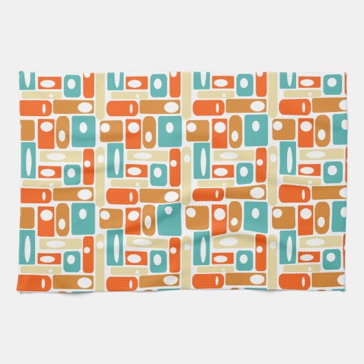 Linge De Cuisine Motif des Rectangles orange turquoise du milieu du (Horizontal)