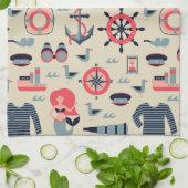 Linge De Cuisine Motif d'espèce marine (Plié)