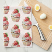 Linge De Cuisine Motif dessert sucré fraise Cupcake (Quart Plié)