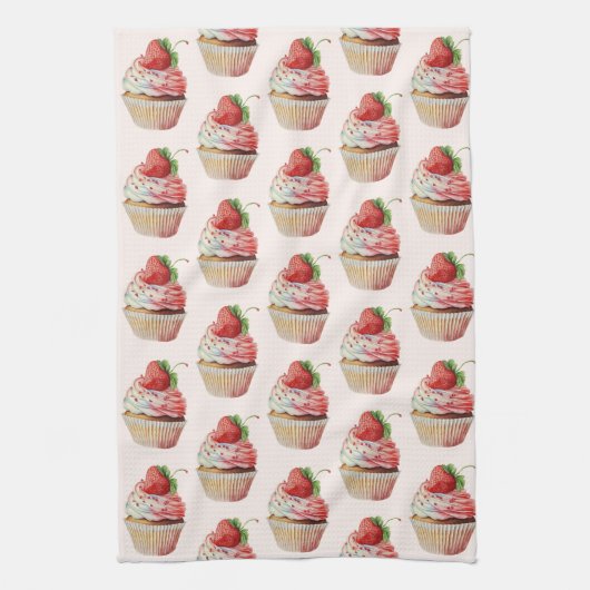 Linge De Cuisine Motif dessert sucré fraise Cupcake (Vertical)