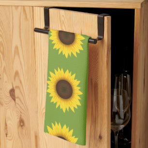 Linge De Cuisine Motif D'Été Fleuri De Tournesol Jaune Et Vert