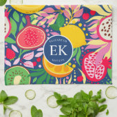 Linge De Cuisine Motif d'été pour le Monogramme de fruits tropicaux (Plié)