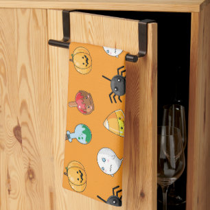 Linge De Cuisine Motif d'Halloween mignon avec arrière - plan orang