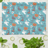 Linge De Cuisine Motif d'Halloween Turquoise amusant (Plié)