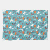 Linge De Cuisine Motif d'Halloween Turquoise amusant (Horizontal)