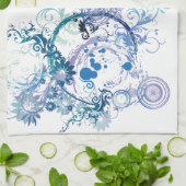 Linge De Cuisine Motif d'hiver. Bleu. Turquoise. (Plié)