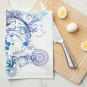 Linge De Cuisine Motif d'hiver. Bleu. Turquoise. (Quart Plié)