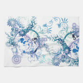 Linge De Cuisine Motif d'hiver. Bleu. Turquoise. (Horizontal)