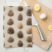 Linge De Cuisine Motif d'hiver Rustique Brown Pine Cône (Quart Plié)