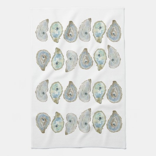 Linge De Cuisine Motif d'huîtres d'aquarelle côtière (Vertical)