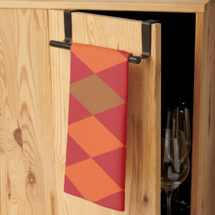 Linge De Cuisine Motif diamant à carreaux orange et vert