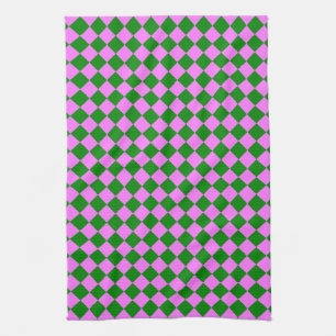 Linge De Cuisine Motif diamant à carreaux rose vert