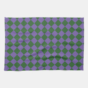 Linge De Cuisine Motif diamant à carreaux violet vert