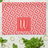 Linge De Cuisine Motif diamant à trois tons rouge Monogram (Plié)