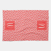 Linge De Cuisine Motif diamant à trois tons rouge Monogram (Horizontal)