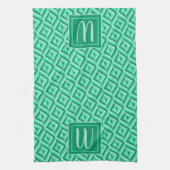 Linge De Cuisine Motif diamant à trois tons vert Monogram (Vertical)