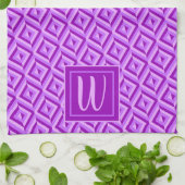 Linge De Cuisine Motif diamant à trois tons violet monogramme (Plié)