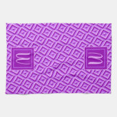 Linge De Cuisine Motif diamant à trois tons violet monogramme (Horizontal)