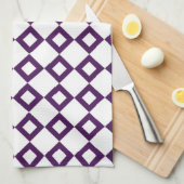 Linge De Cuisine Motif diamant blanc et violet (Quart Plié)