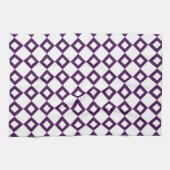 Linge De Cuisine Motif diamant blanc et violet (Horizontal)
