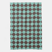 Linge De Cuisine Motif diamant Brown Turquoise Checker  (Vertical)