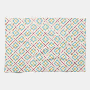 Linge De Cuisine Motif diamant géométrique rose et bleu pastel