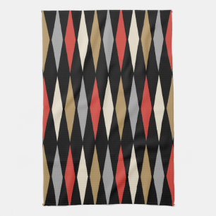 Linge De Cuisine Motif diamant moderne du milieu du siècle rétro