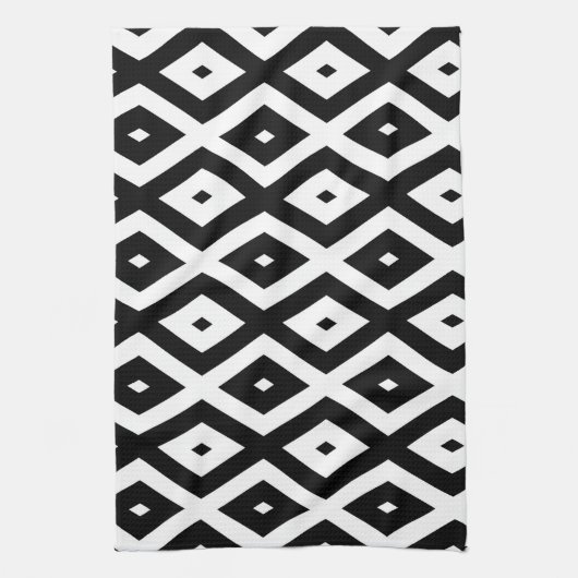 Linge De Cuisine Motif diamant noir et blanc (Vertical)