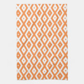 Linge De Cuisine Motif diamant orange et blanc (Vertical)