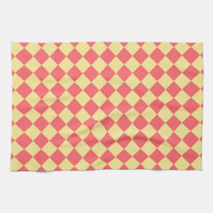 Linge De Cuisine Motif diamant orange jaune Checker