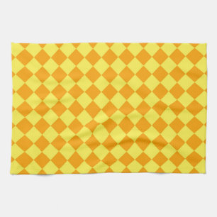 Linge De Cuisine Motif diamant orange jaune Checker