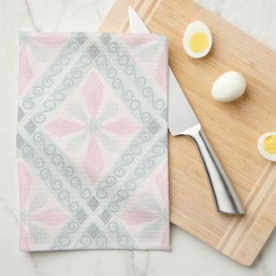 Linge De Cuisine Motif diamant pastel vert et rose