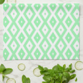 Linge De Cuisine Motif diamant vert et blanc (Plié)